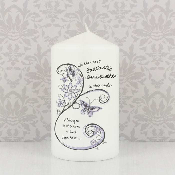 Personalised Flower Pattern Pillar Candle