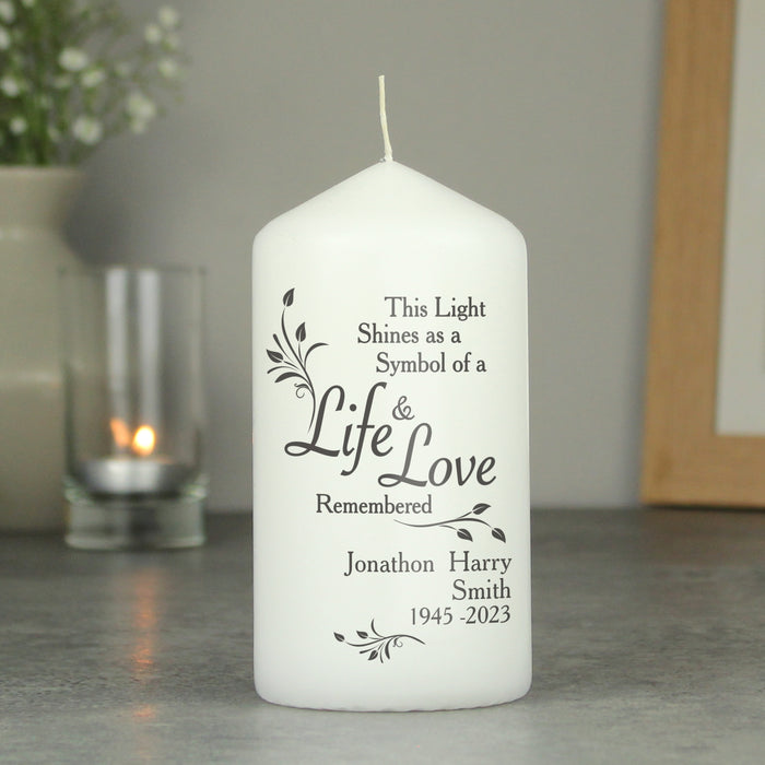 Personalised Life & Love Pillar Candle