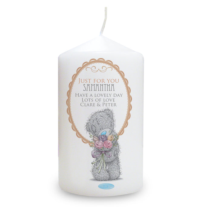 Personalised Me to You Flowers Pillar Candle For Her - The Gift Cabin UK