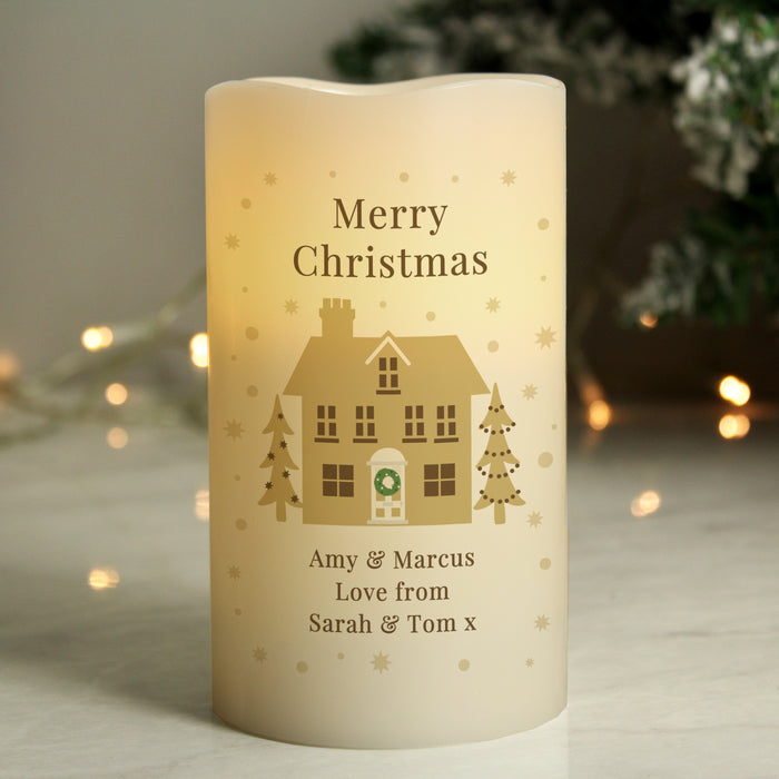 Personalised Festive Village LED Candle