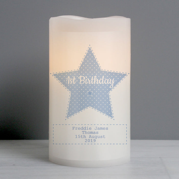 Personalised Stitch & Dot Baby Boy Nightlight LED Candle