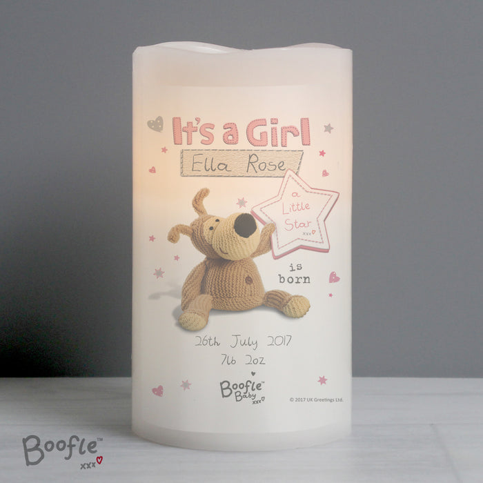 Personalised Boofle It's a Girl Nightlight LED Candle - The Gift Cabin UK