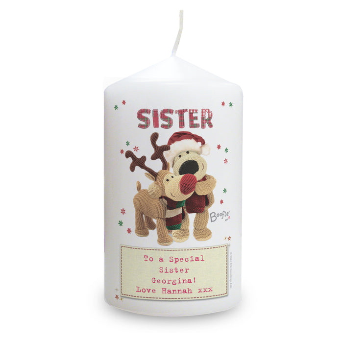 Personalised Boofle Christmas Reindeer Pillar Candle - The Gift Cabin UK