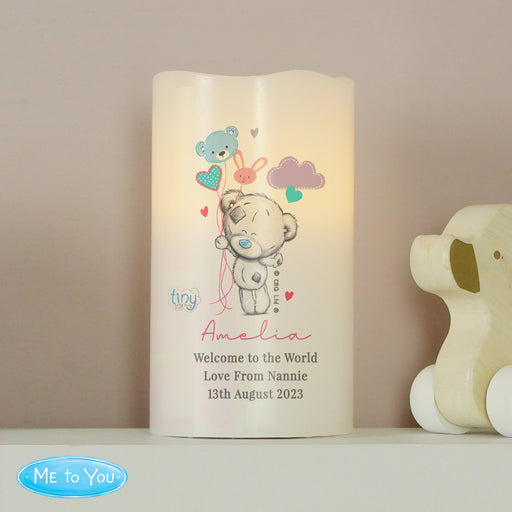 Personalised Tiny Tatty Teddy Dream Big Pink Nightlight LED Candle - The Gift Cabin UK