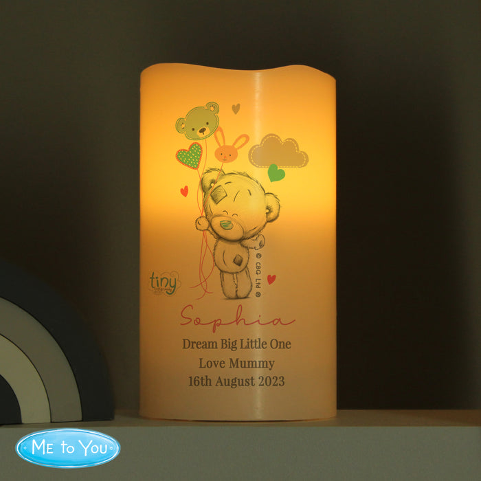 Personalised Tiny Tatty Teddy Dream Big Pink Nightlight LED Candle - The Gift Cabin UK