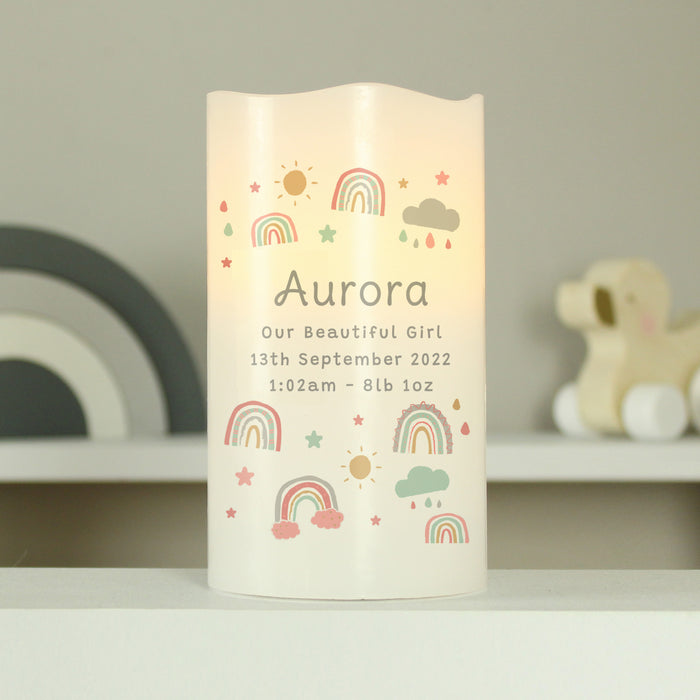 Personalised Rainbow Night Light LED Candle