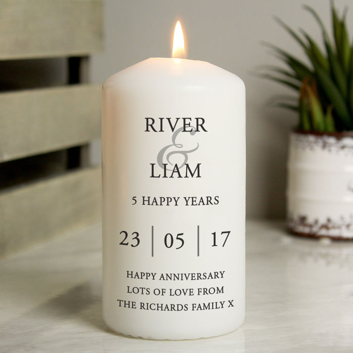 Personalised Couples Pillar Candle