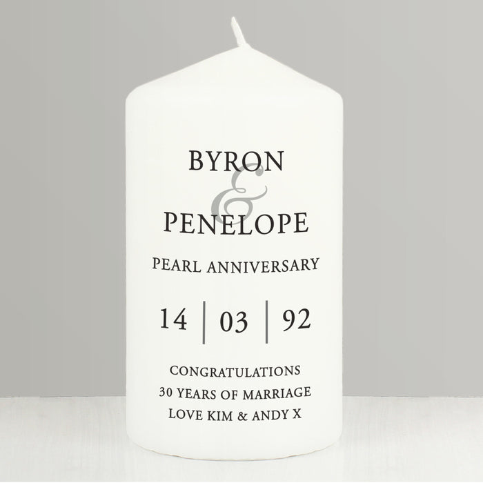 Personalised Couples Pillar Candle