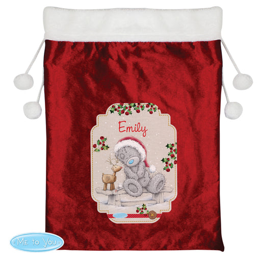 Personalised Me to You Reindeer Luxury Pom Pom Red Sack - The Gift Cabin UK