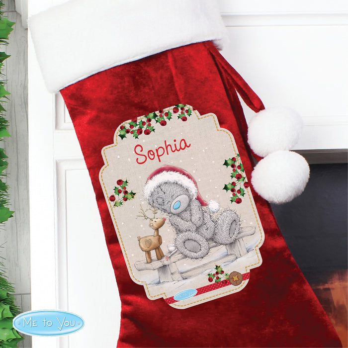 Personalised Me to You Reindeer Luxury Red Stocking - The Gift Cabin UK