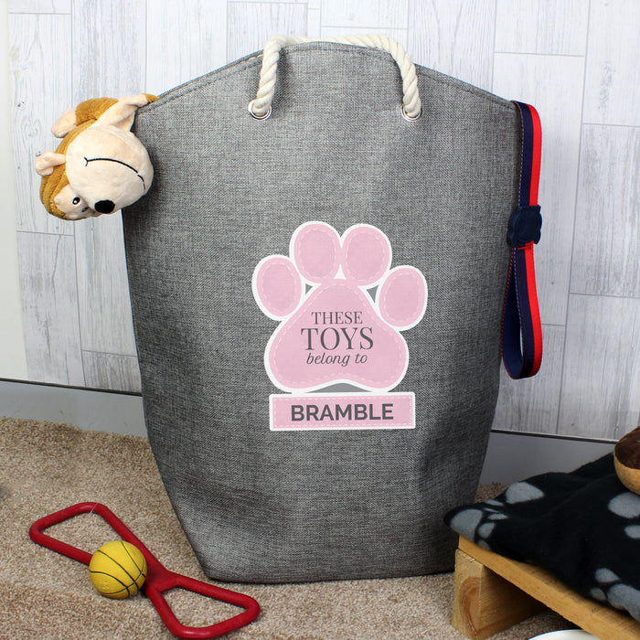 Personalised Pink Paw Print Storage Bag - The Gift Cabin UK