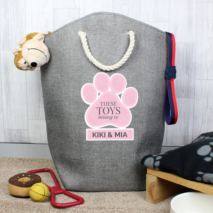 Personalised Pink Paw Print Storage Bag - The Gift Cabin UK