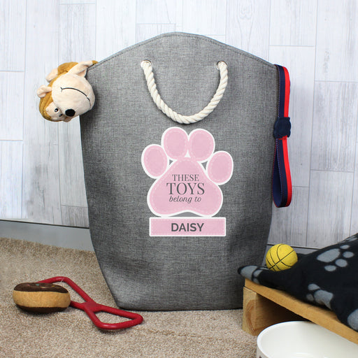 Personalised Pink Paw Print Storage Bag - The Gift Cabin UK