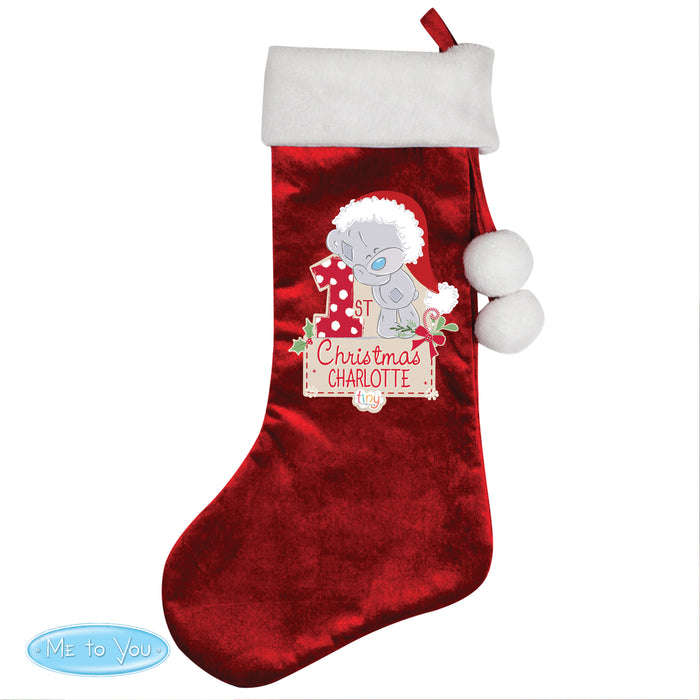 Personalised Tiny Tatty Teddy 'My 1st Christmas' Luxury Red Stocking - The Gift Cabin UK