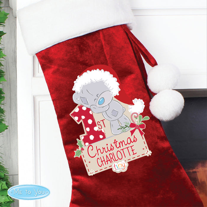 Personalised Tiny Tatty Teddy 'My 1st Christmas' Luxury Red Stocking - The Gift Cabin UK