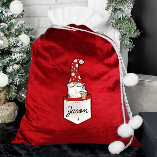 Personalised Gonk Family Red Christmas Sack - Male - The Gift Cabin UK