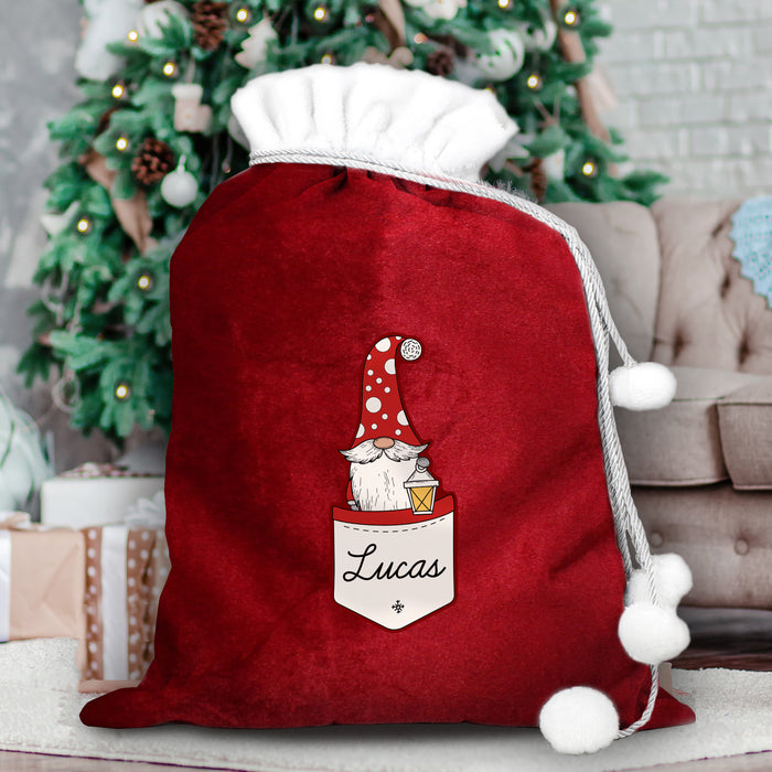 Personalised Gonk Family Red Christmas Sack - Male - The Gift Cabin UK