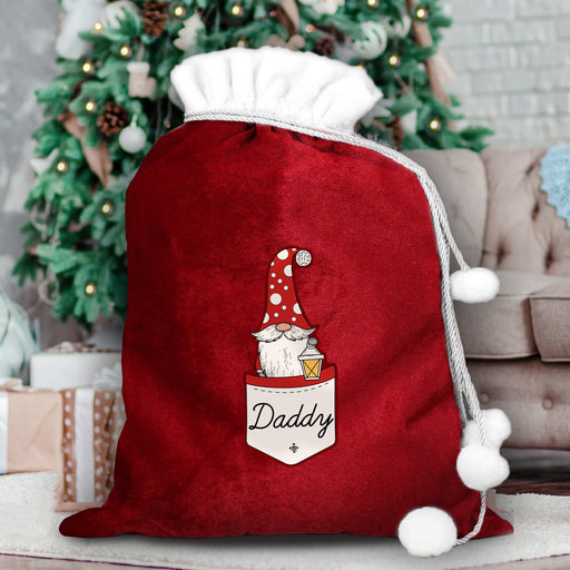 Personalised Gonk Family Red Christmas Sack - Male - The Gift Cabin UK