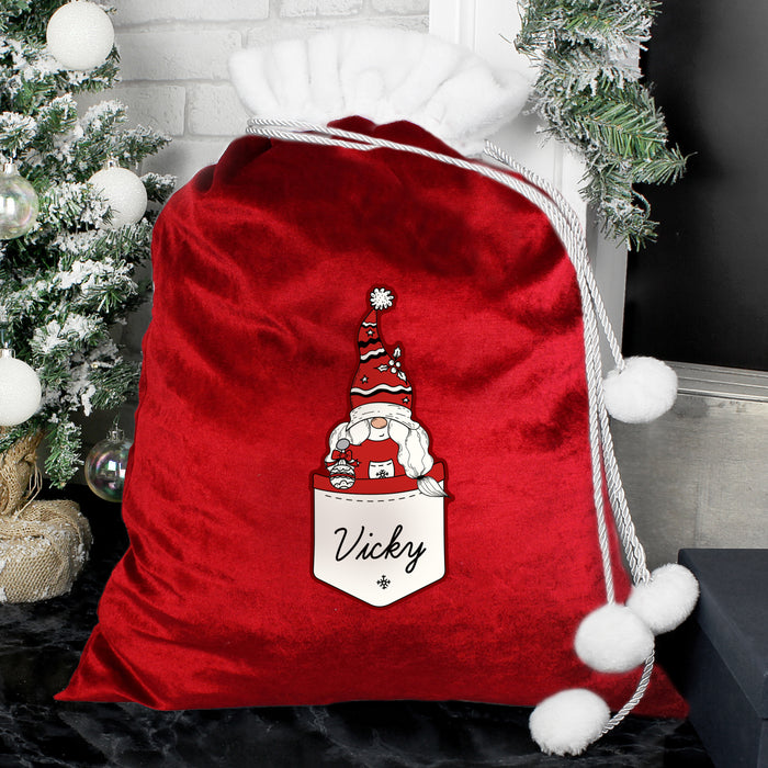 Personalised Gonk Family Red Christmas Sack - Female - The Gift Cabin UK