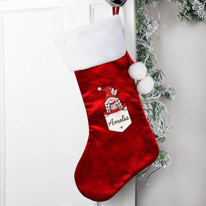 Personalised Gonk Family Red Christmas Stocking- Girl - The Gift Cabin UK