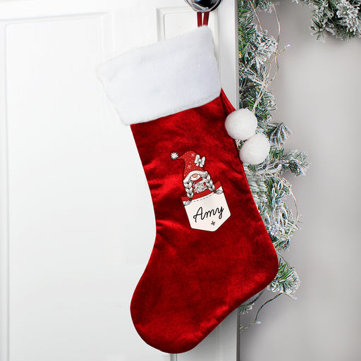 Personalised Gonk Family Red Christmas Stocking- Girl - The Gift Cabin UK