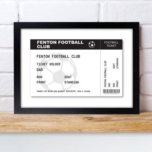 Personalised Football Ticket A4 Black Framed Print - The Gift Cabin UK