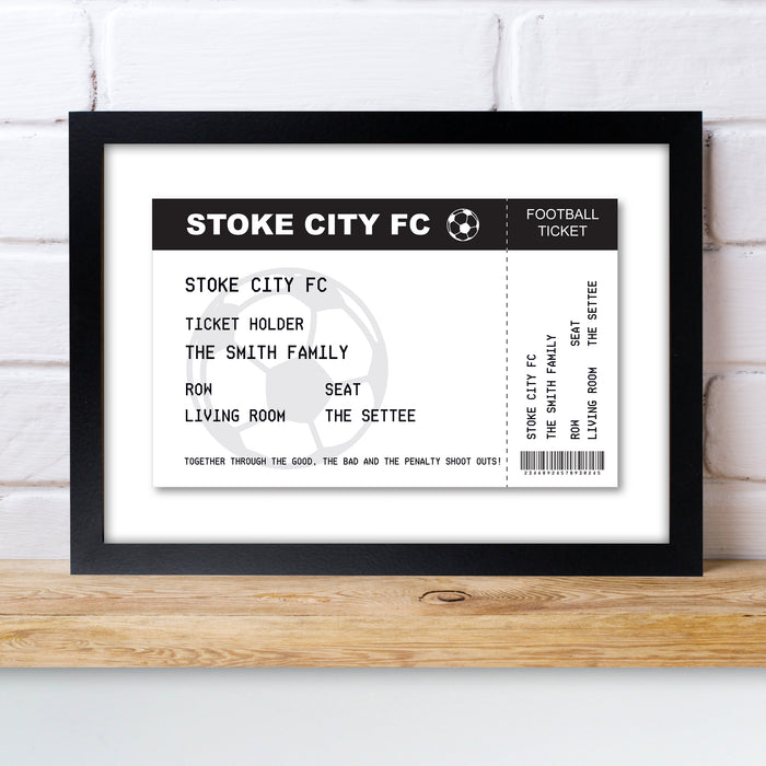 Personalised Football Ticket A4 Black Framed Print - The Gift Cabin UK