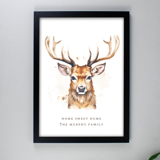 Personalised Watercolour Stag A4 Framed Print - The Gift Cabin UK