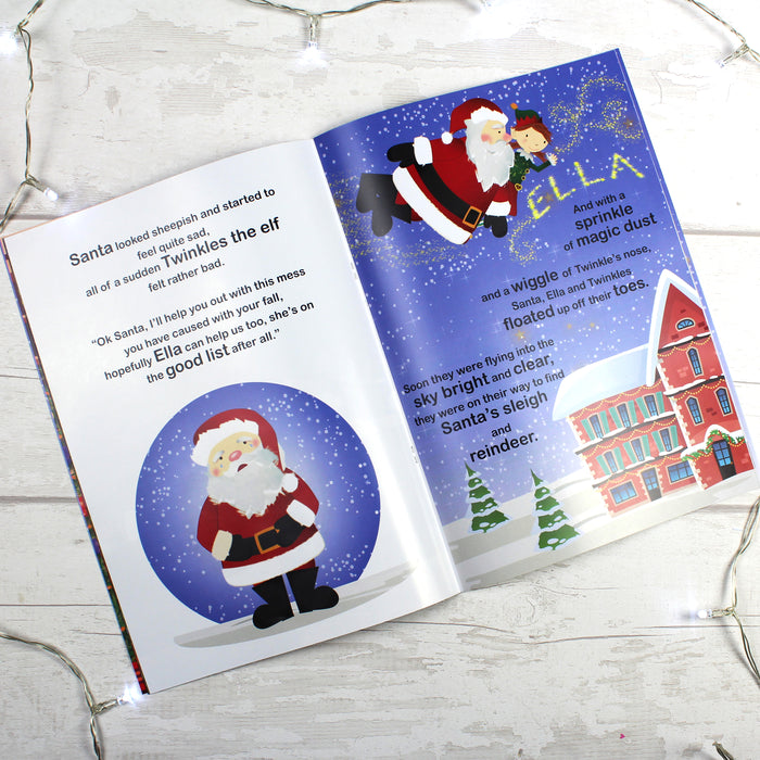 Personalised Girls ""It's Christmas"" Story Book, Featuring Santa and his Elf Twinkles