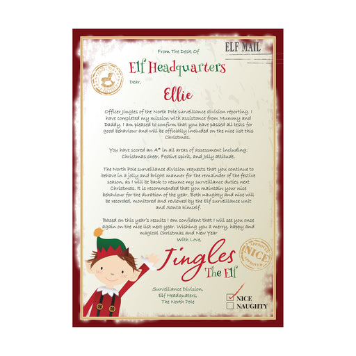 Personalised Elf Surveillance Christmas Letter - The Gift Cabin UK