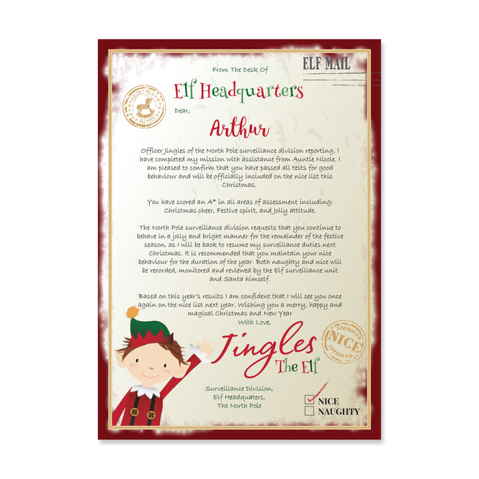 Personalised Elf Surveillance Christmas Letter - The Gift Cabin UK