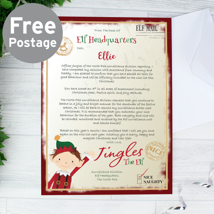 Personalised Elf Surveillance Christmas Letter - The Gift Cabin UK