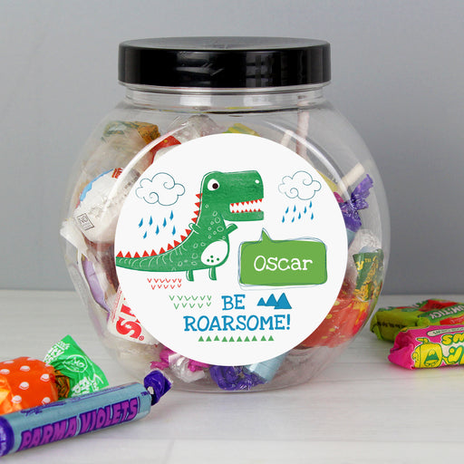 Personalised 'Be Roarsome' Dinosaur Sweet Jar - The Gift Cabin UK