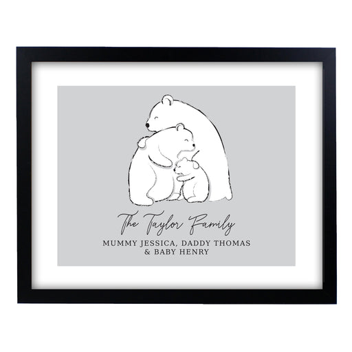 Personalised Polar Bear Family Black Framed Print - The Gift Cabin UK