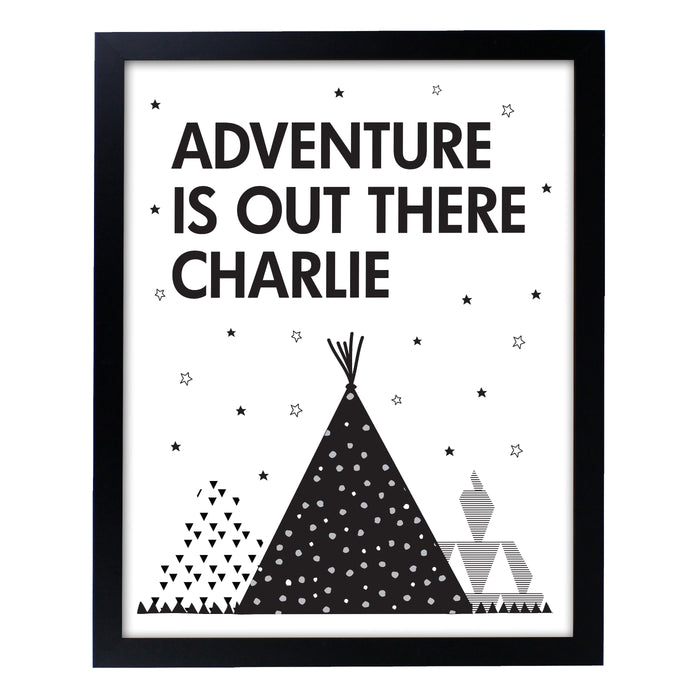 Personalised Adventure Is Out There Black Framed Print - The Gift Cabin UK