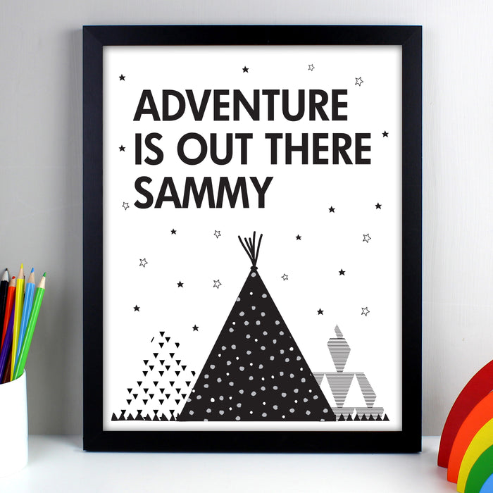 Personalised Adventure Is Out There Black Framed Print - The Gift Cabin UK