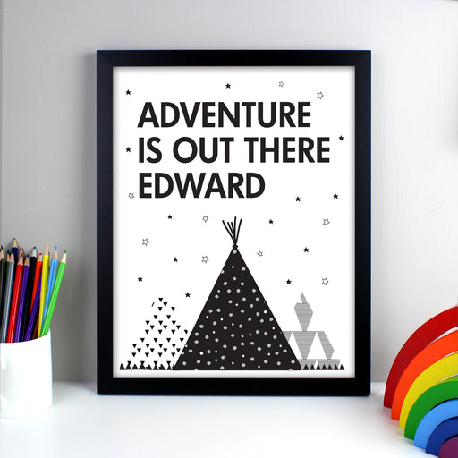 Personalised Adventure Is Out There Black Framed Print - The Gift Cabin UK