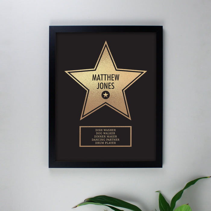 Personalised Star Award Black Framed Print - The Gift Cabin UK