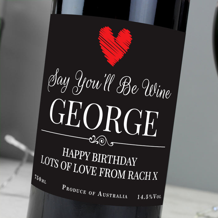 Personalised Heart Red Wine - The Gift Cabin UK