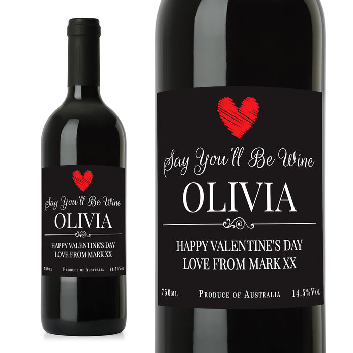 Personalised Heart Red Wine - The Gift Cabin UK