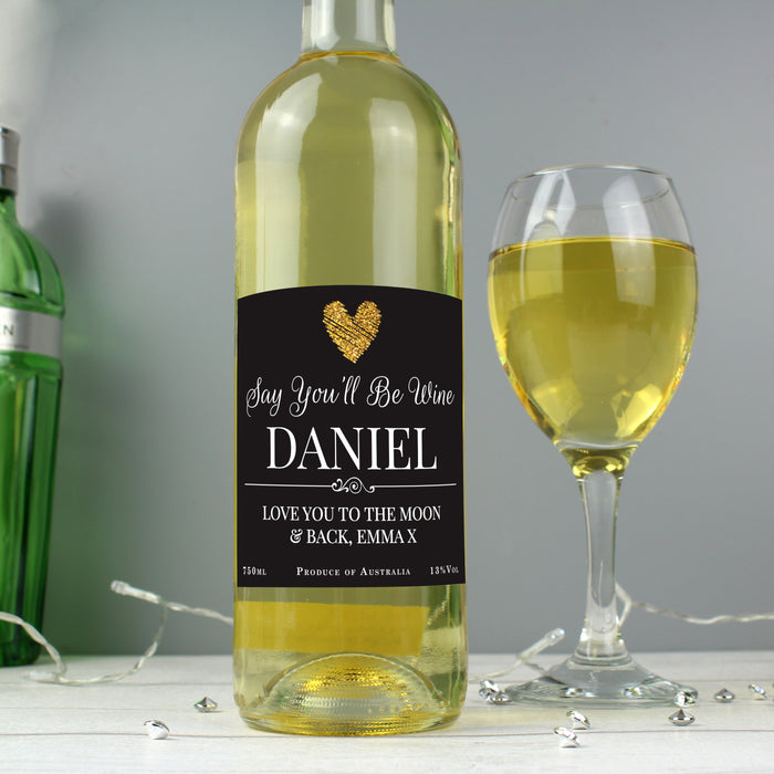 Personalised Heart White Wine - The Gift Cabin UK