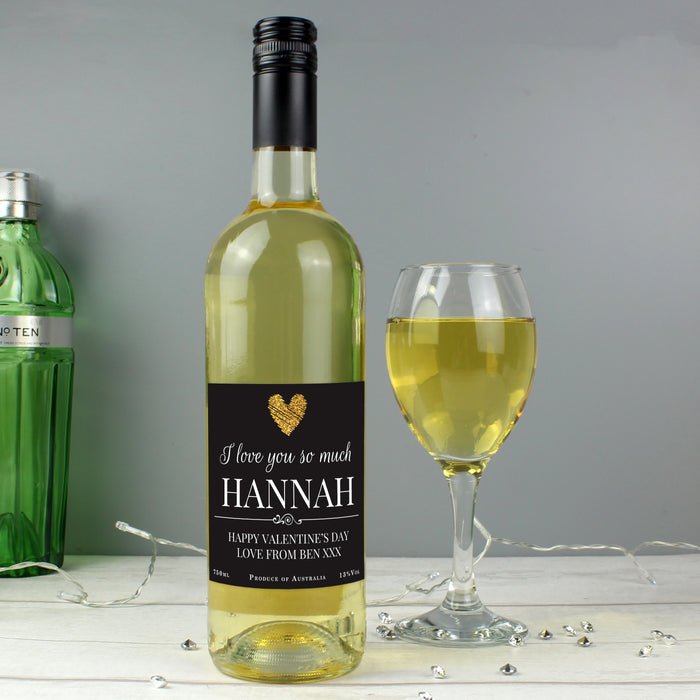 Personalised Heart White Wine - The Gift Cabin UK