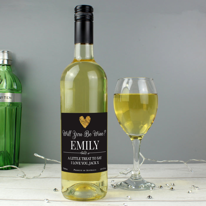 Personalised Heart White Wine - The Gift Cabin UK