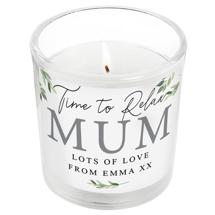 Personalised Botanical Leaves Scented Jar Candle