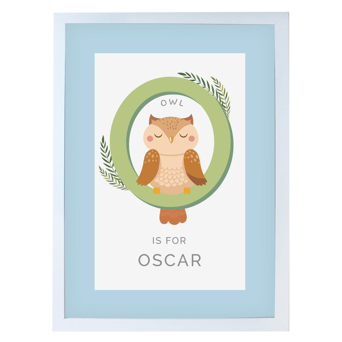 Personalised Animal Alphabet A3 White Framed Print - The Gift Cabin UK