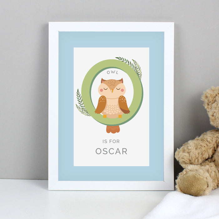 Personalised Animal Alphabet A4 White Framed Print - The Gift Cabin UK