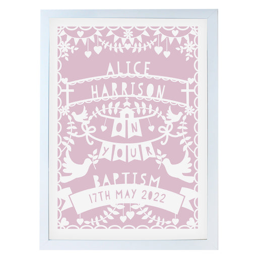 Personalised Pink Papercut Style A3 White Framed Print - The Gift Cabin UK