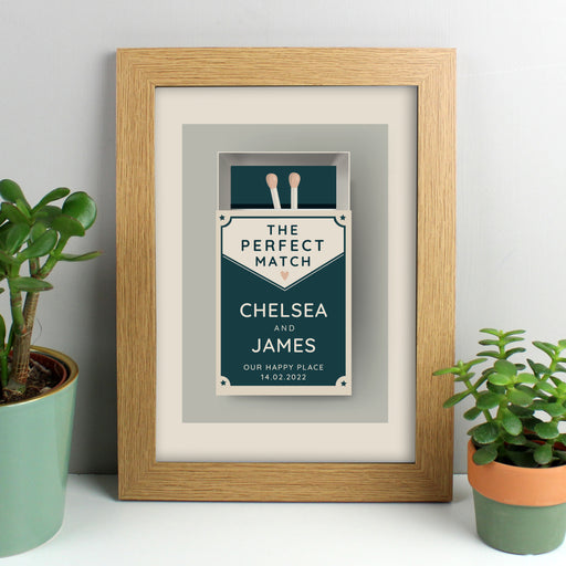 Personalised The Perfect Match A4 Oak Framed Print - The Gift Cabin UK