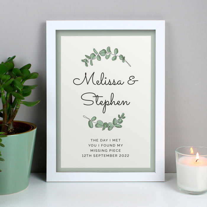 Personalised Botanical A4 White Framed Print - The Gift Cabin UK