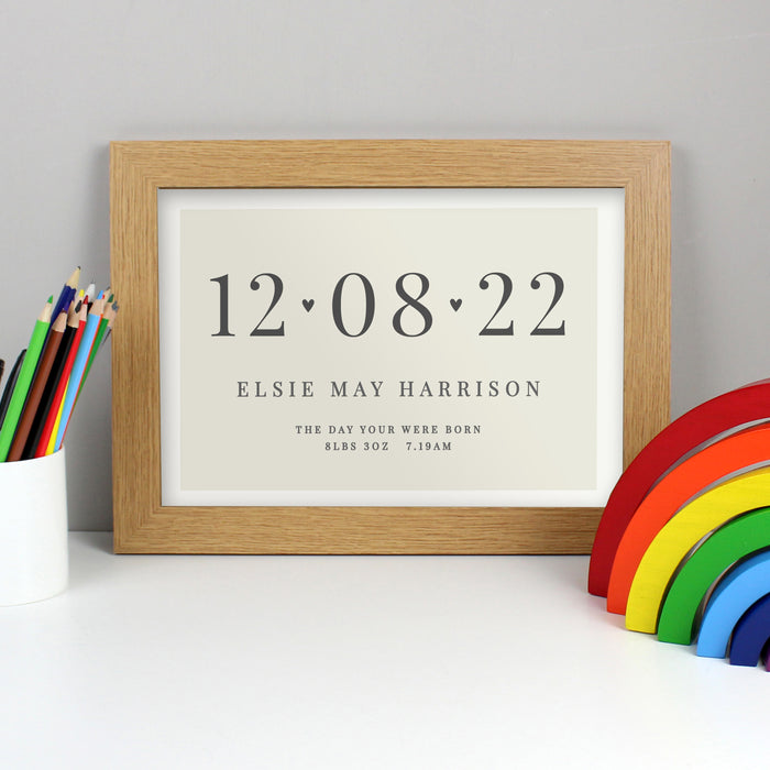 Personalised Free Text Landscape A4 Oak Framed Print - The Gift Cabin UK